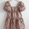 Flash Sale & Other Stories Puff Sleeve Mini Dress Pink/Black