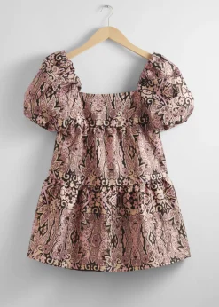 Flash Sale & Other Stories Puff Sleeve Mini Dress Pink/Black
