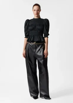 Best & Other Stories Puff Sleeve Peplum Blouse Black