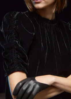 Store & Other Stories Puff Sleeve Velvet Top Black