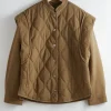 Flash Sale & Other Stories Quilted Extended-Shoulder Jacket Dark Beige