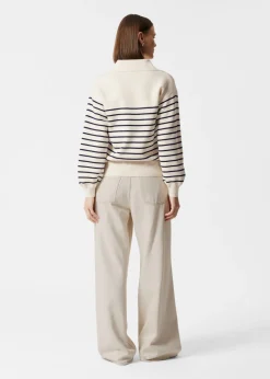 Clearance & Other Stories Relaxed Collared Sweater White Stripes