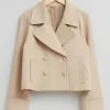 Fashion & Other Stories Relaxed Cropped Pea Coat Light Beige