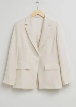 Clearance & Other Stories Relaxed Cut-Away Tailored Blazer White