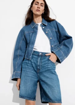 Hot & Other Stories Relaxed Denim Shorts Mid Blue