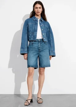 Hot & Other Stories Relaxed Denim Shorts Mid Blue