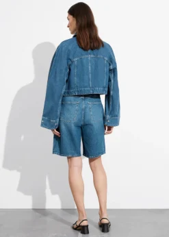 Hot & Other Stories Relaxed Denim Shorts Mid Blue