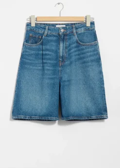 Hot & Other Stories Relaxed Denim Shorts Mid Blue