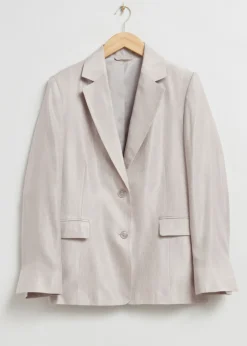 Best & Other Stories Relaxed Linen-Blend Blazer Light Grey