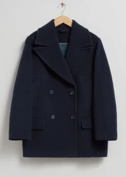 Outlet & Other Stories Relaxed Pea Coat Navy