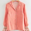 Discount & Other Stories Relaxed Satin Printed Pyjama Top Salmon