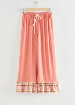 Store & Other Stories Relaxed Satin Printed Trousers Salmon