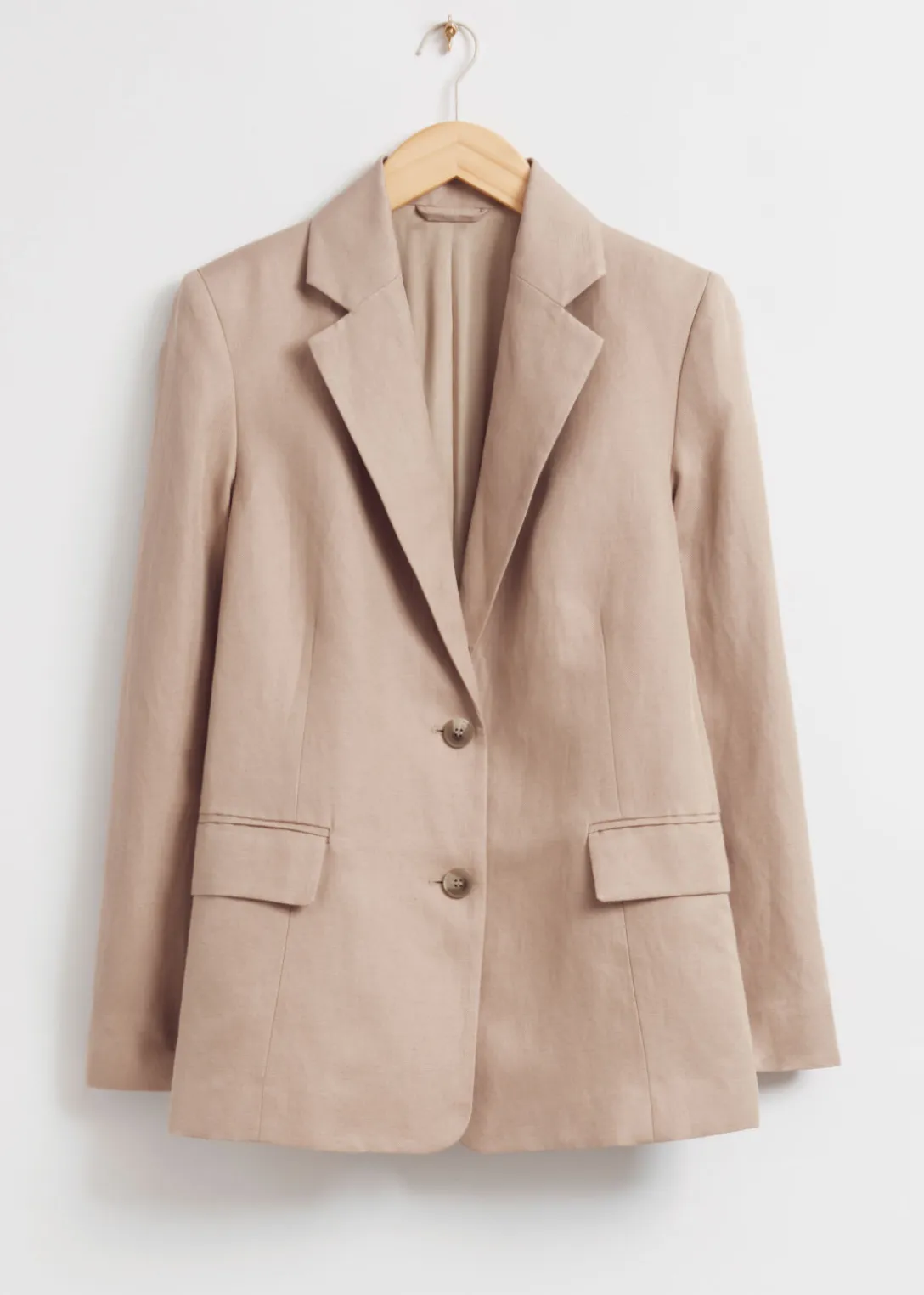 Clearance & Other Stories Relaxed Single-Breasted Silk Blazer Dusty Beige