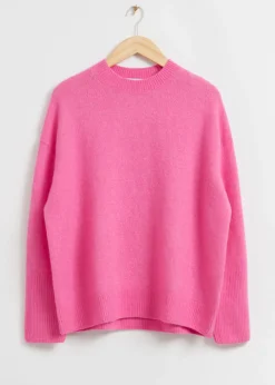 Best Sale & Other Stories Relaxed Soft Wool Crewneck Sweater Pink