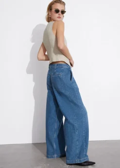 Fashion & Other Stories Relaxed Wide Jeans Bright Blue
