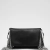 Flash Sale & Other Stories Rhinestone Fringed Leather Clutch Black
