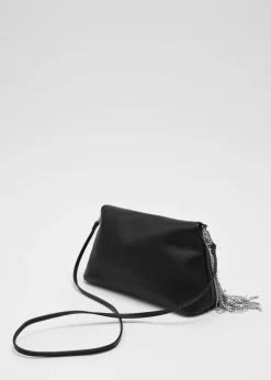 Flash Sale & Other Stories Rhinestone Fringed Leather Clutch Black