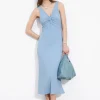 Hot & Other Stories Ribbed Twist-Front Midi Dress
