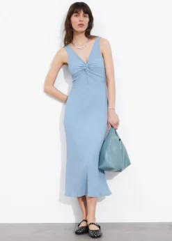 Hot & Other Stories Ribbed Twist-Front Midi Dress