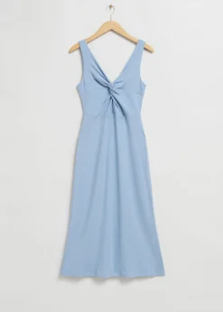 Hot & Other Stories Ribbed Twist-Front Midi Dress