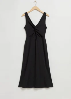 Hot & Other Stories Ribbed Twist-Front Midi Dress