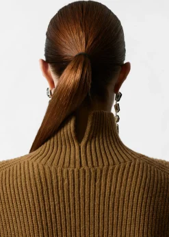 Store & Other Stories Rib-Knit Turtleneck Jumper Dark Khaki