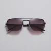 Discount & Other Stories Rimless Aviator-Style Sunglasses Black