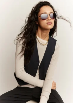 Discount & Other Stories Rimless Aviator-Style Sunglasses Black