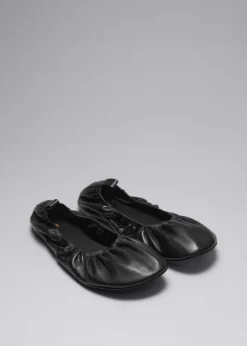 Hot & Other Stories Ruched Leather Ballet Flats