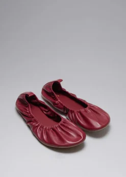 Hot & Other Stories Ruched Leather Ballet Flats