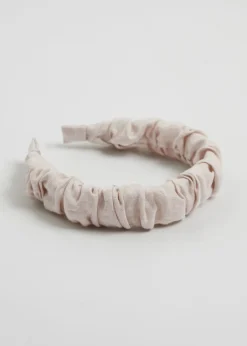 Discount & Other Stories Ruched Linen Alice Headband Wheat
