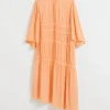 Discount & Other Stories Ruched Relaxed-Fit Asymmetric Dress Light Orange