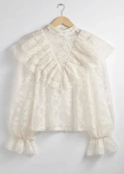 Best & Other Stories Ruffled Lace Blouse White