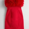 Discount & Other Stories Ruffled Tube Mini Dress Red
