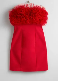 Discount & Other Stories Ruffled Tube Mini Dress Red