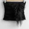 Cheap & Other Stories Ruffled Tulle Corset Top Black