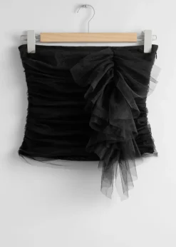 Cheap & Other Stories Ruffled Tulle Corset Top Black