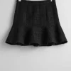 Best Sale & Other Stories Ruffled Tweed Mini Skirt Black Tweed