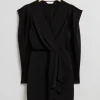 Fashion & Other Stories Ruffled Wrap Mini Dress Black