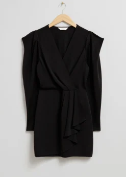Fashion & Other Stories Ruffled Wrap Mini Dress Black