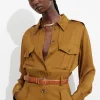 Hot & Other Stories Satin Utility Shirt Mustard