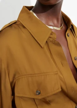 Hot & Other Stories Satin Utility Shirt Mustard