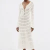 Clearance & Other Stories Scalloped Knit Midi Dress White