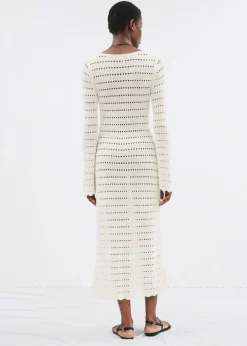 Clearance & Other Stories Scalloped Knit Midi Dress White