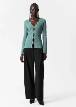 Flash Sale & Other Stories Scalloped Merino-Blend Cardigan