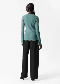 Flash Sale & Other Stories Scalloped Merino-Blend Cardigan