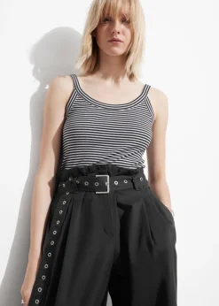 Store & Other Stories Scoop-Neck Tank Top Black/White Stripes