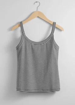 Store & Other Stories Scoop-Neck Tank Top Black/White Stripes