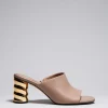 Outlet & Other Stories Sculptural Heel Leather Mules Beige
