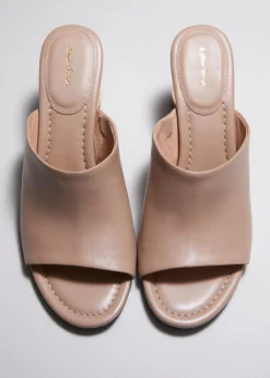 Outlet & Other Stories Sculptural Heel Leather Mules Beige